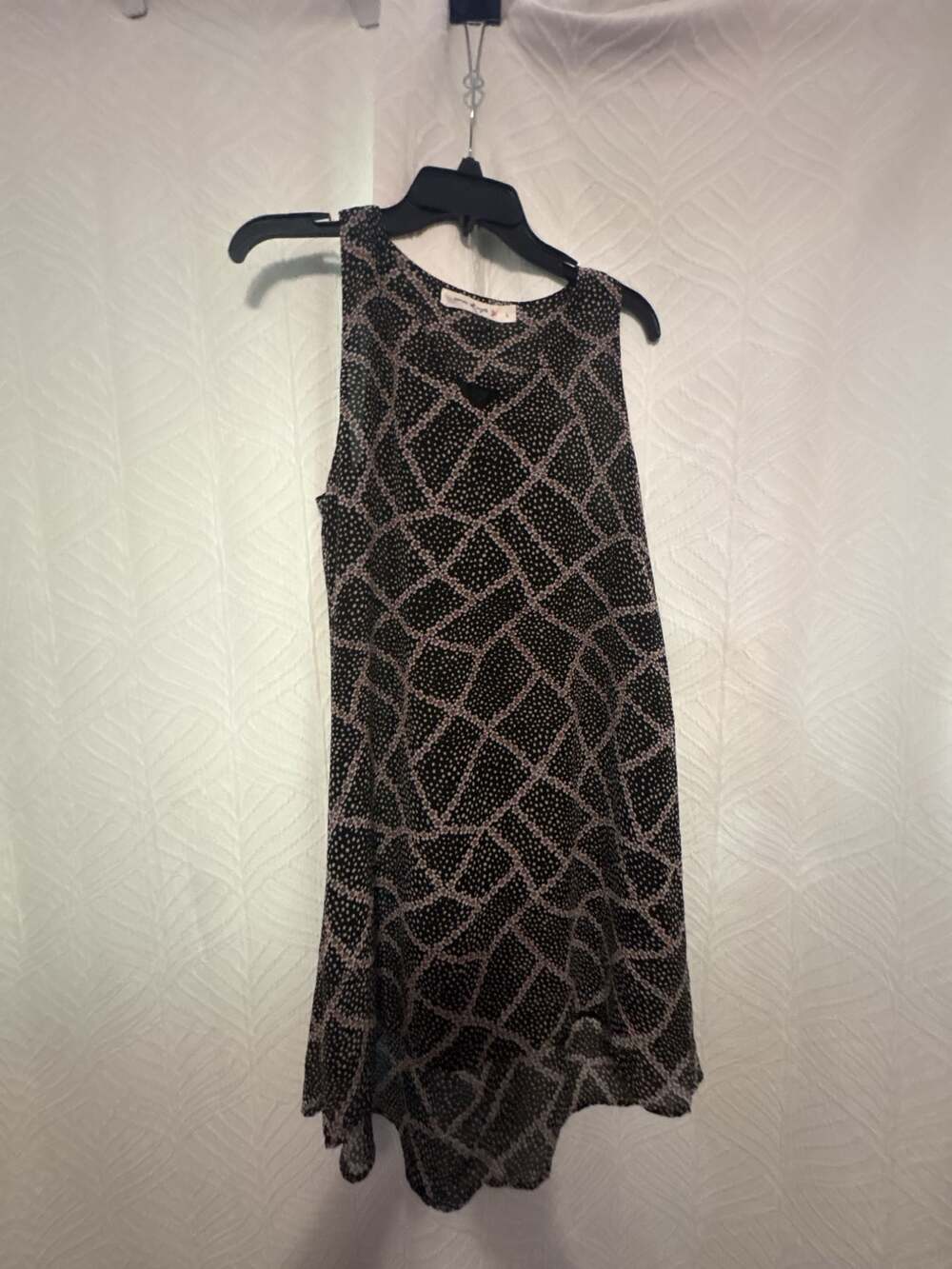 Cameo & Myth Black Floral Lattice Pattern Sleeveless Dress Size L